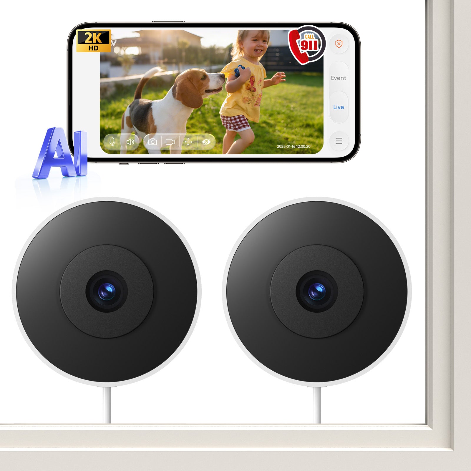 Window Security Camera with Motion Detection & Night Vision