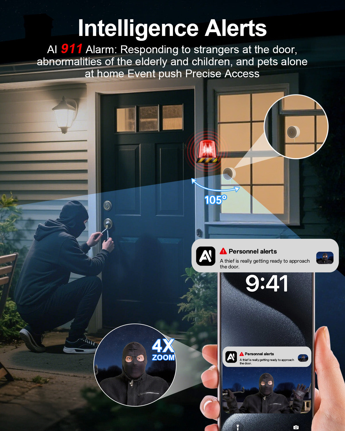 Window Security Camera with Motion Detection & Night Vision