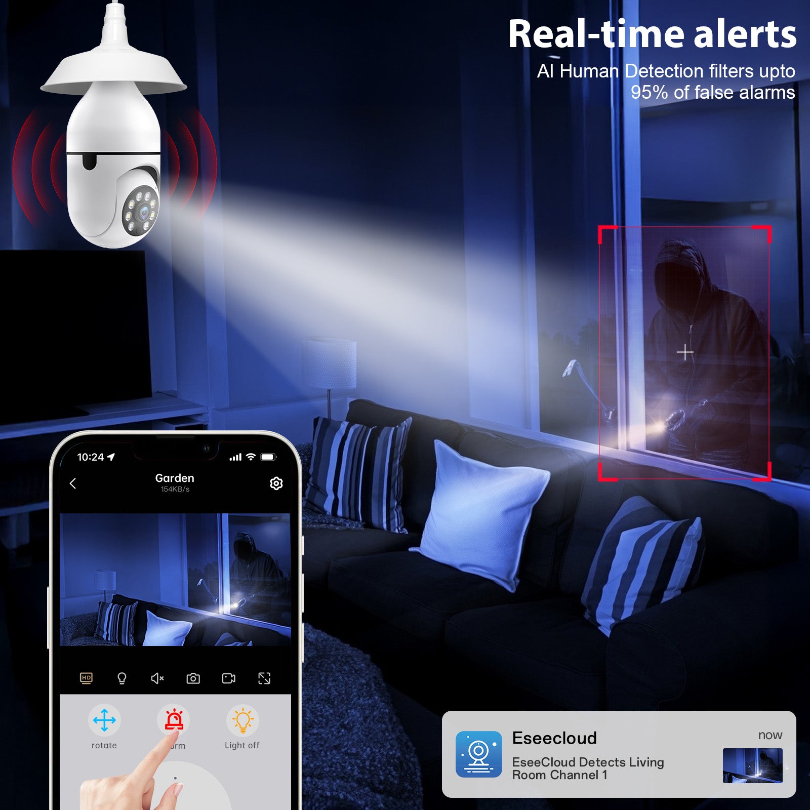 Smart WiFi Bulb Security Camera – Light Socket IP Camera