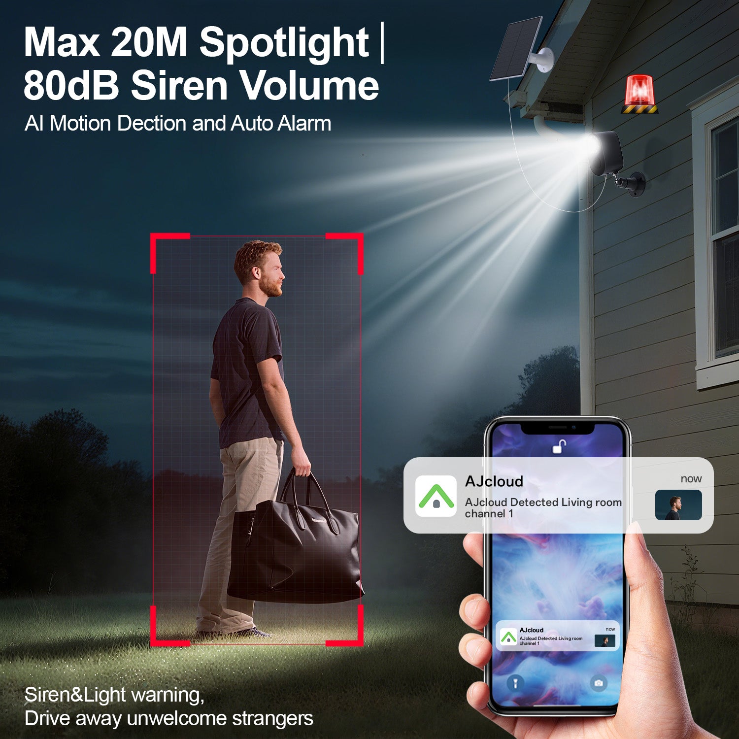 Wireless Outdoor Security Camera with Solar Panel