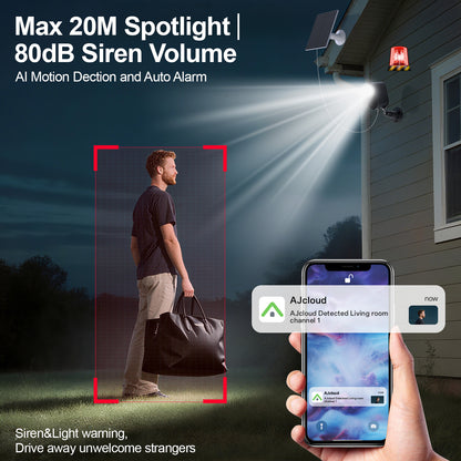 Wireless Outdoor Security Camera with Solar Panel