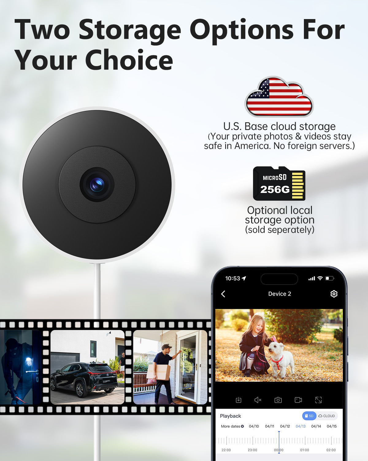 Window Security Camera with Motion Detection & Night Vision