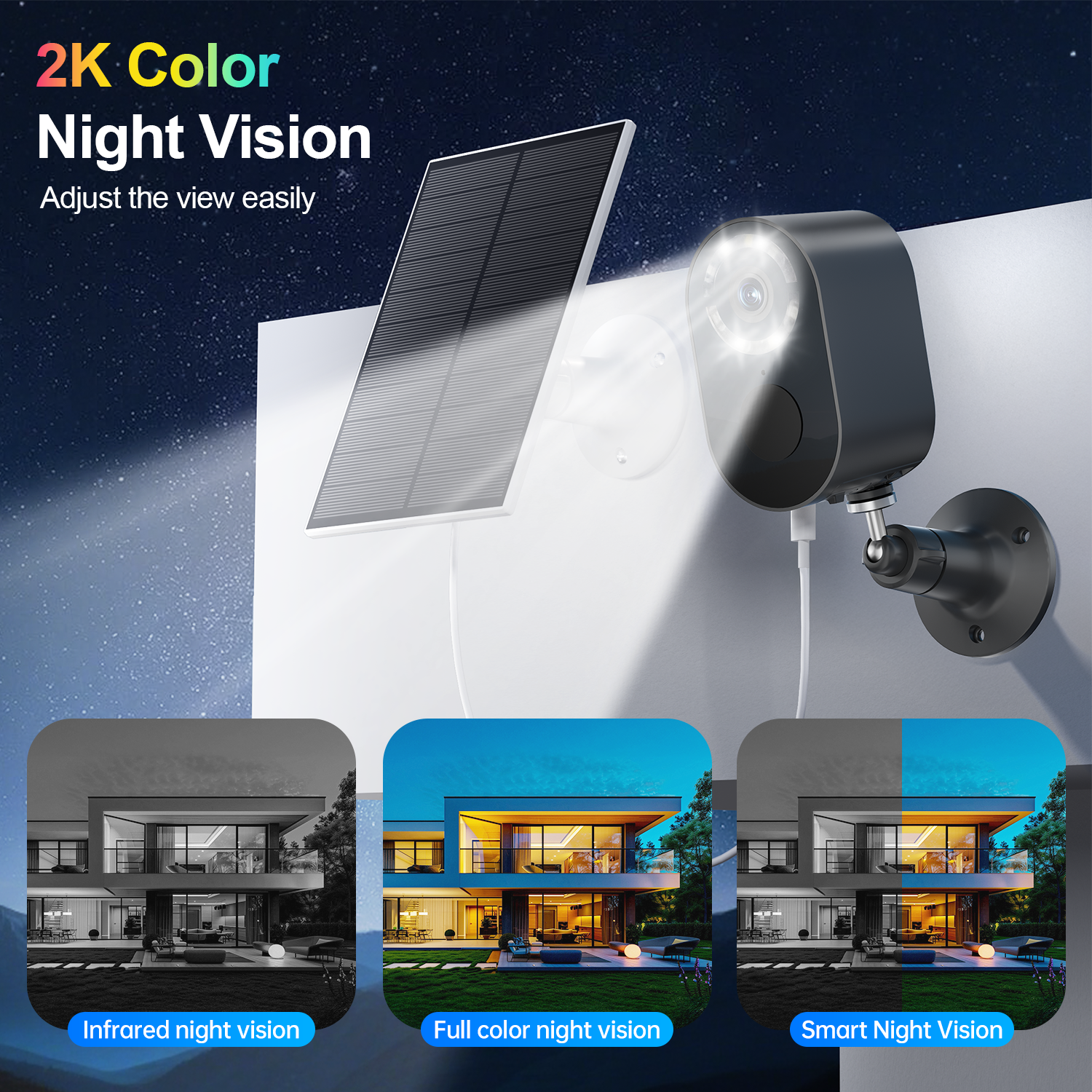 Wireless Outdoor Security Camera with Solar Panel