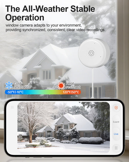 Window Security Camera with Motion Detection & Night Vision